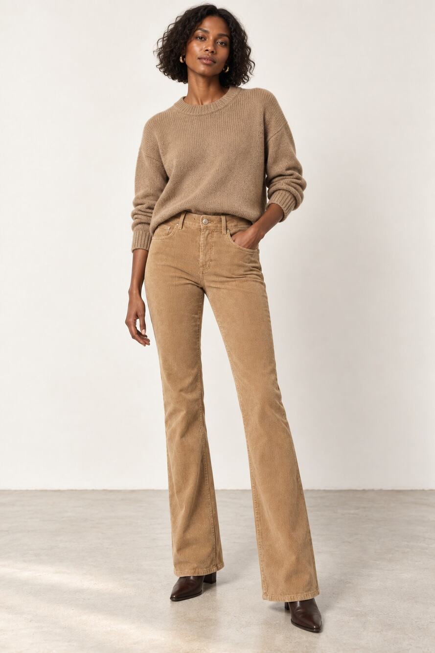 Nili Lotan 4 CORDUROY Celia Bootcut Pants $450 Mid Rise Straight Leg Camel Tan